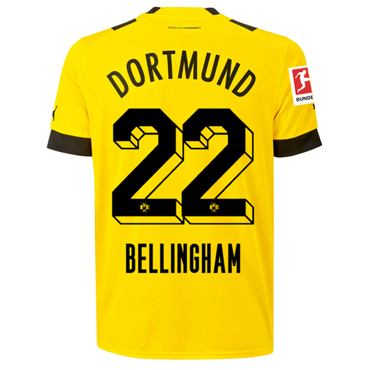 Puma BVB Dortmund Jude Bellingham Home Jersey w/ Bundesliga Patch 22/23 (Cyber Yellow/Black)