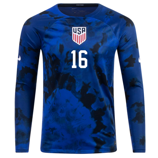 Nike United States George Bello Long Sleeve Away Jersey 22/23 (Bright Blue/White)