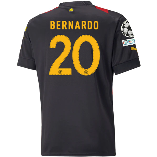 Puma Manchester City Bernardo Silva Away Jersey w/ Champions League Patches 22/23 (Puma Black/Tango Red)