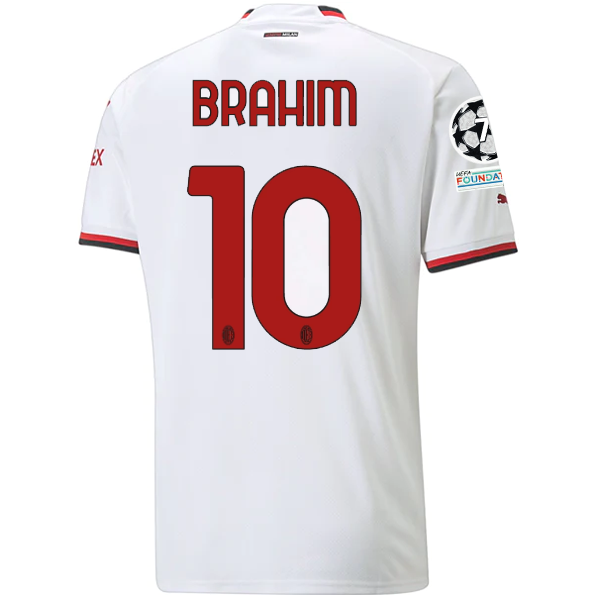 Puma AC Milan Brahim Diaz Away Jersey w/ Champions League + Scudetto Patches 22/23 (White)