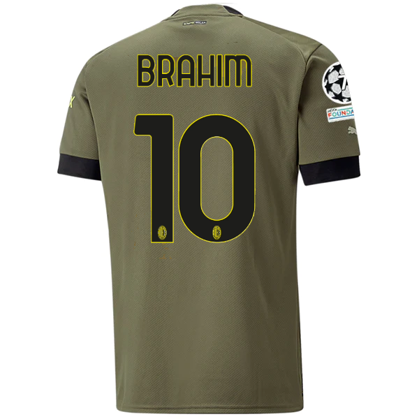 Puma AC Milan Brahim Diaz Third Jersey w/ Champions League Patches 22/23 (Dark Green Moss/Spring Moss)