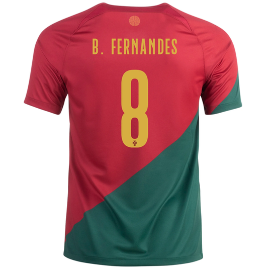 Nike Portugal Bruno Fernandes Home Jersey 22/23 (Pepper Red/Gold Dart)