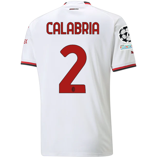 Puma AC Milan Calabria Away Jersey w/ Champions League + Scudetto Patches 22/23 (White)