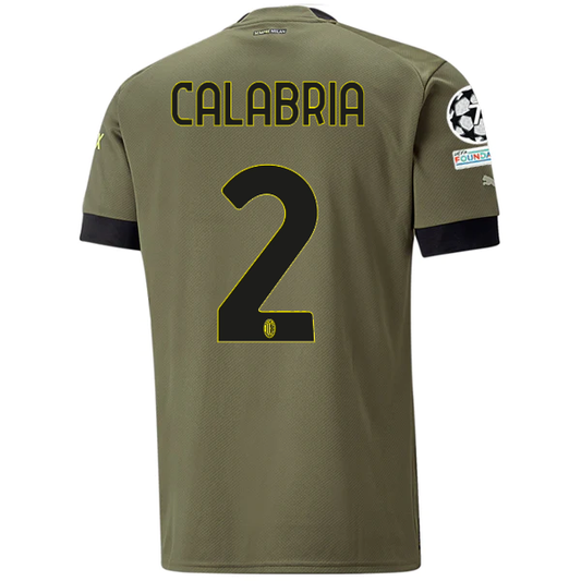 Puma AC Milan Davide Calabria Third Jersey w/ Champions League Patches 22/23 (Dark Green Moss/Spring Moss)