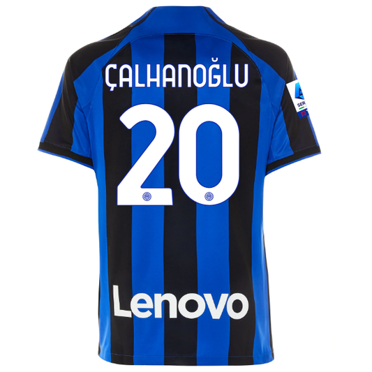 Nike Inter Milan Calhanoglu Home Jersey w/ Serie A + Copa Italia Patches 22/23 (Lyon Blue/Black)