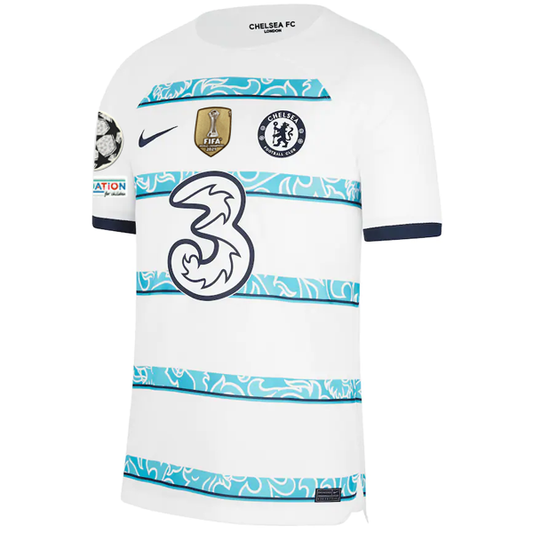 Nike Chelsea Mudryk Away Jersey w/ Champions League + Club World Cup Patches 22/23 (White/College Navy)