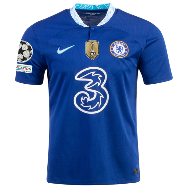 Nike Chelsea N'Golo Kante Home Jersey w/ Champions League + Club World Cup Patches 22/23 (Rush Blue)