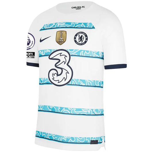 Nike Chelsea Hakim Ziyech Away Jersey w/ EPL + Club World Cup Patches 22/23 (White/College Navy)