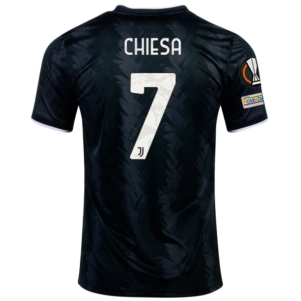 adidas Juventus Chiesa Away Jersey w/ Europa League Patches 22/23 (Black/White/Carbon)