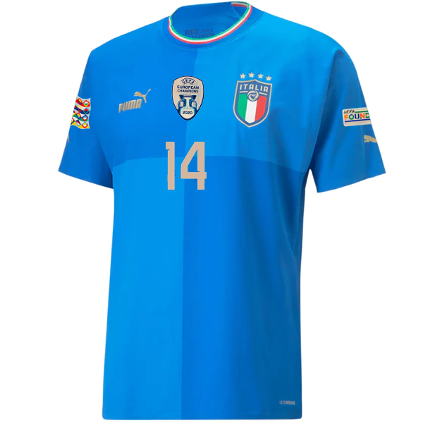 Puma Authentic Italy Federico Chiesa Home Jersey w/ Nations League and Euro Patches 22/23 (Team Power Blue/Peacoat)