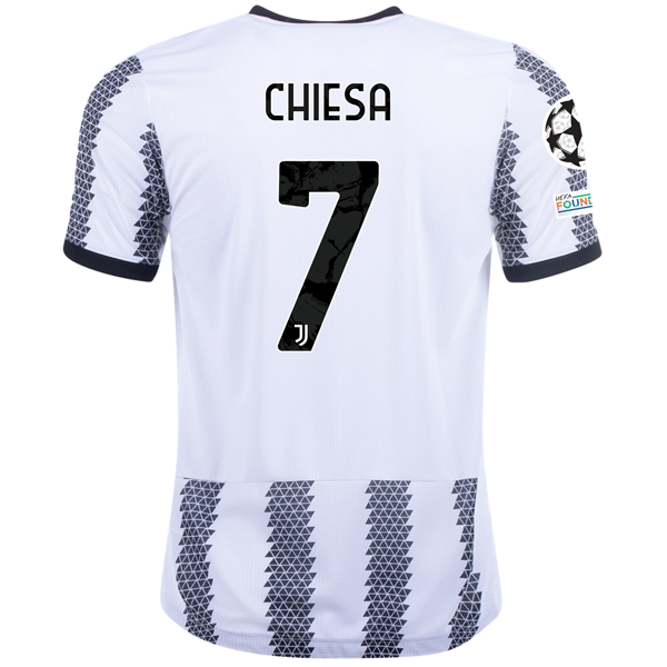 adidas Juventus Federico Chiesa Home Jersey w/ Champions League Patches 22/23 (White/Black)