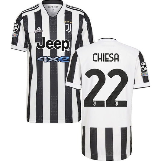 adidas Juventus Federico Chiesa Home Jersey w/ Champions League Patches 21/22 (White/Black)