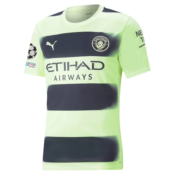 Puma Manchester City Erling Haaland Third Jersey w/ Champions League Patches 22/23 (Fizzy Light/Parisian Night)