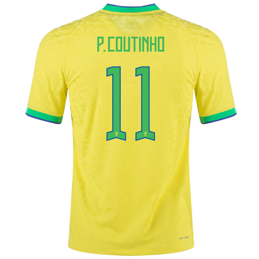 Nike Brazil Authentic Phillip Coutinho Match Home Jersey 22/23 (Dynamic Yellow/Paramount Blue)