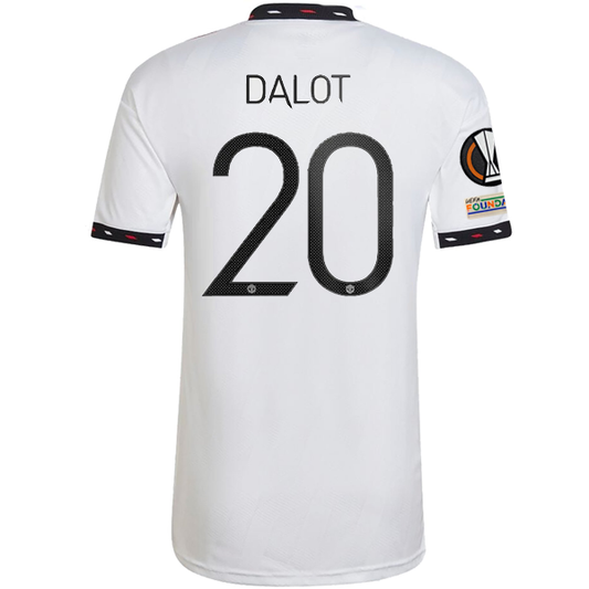 adidas Manchester United Diego Dalot Away Jersey w/ Europa League Patches 22/23 (White)