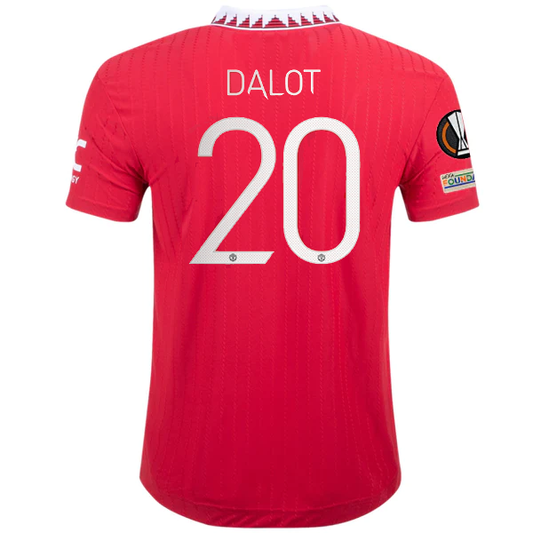 adidas Manchester United Diogo Dalot Authentic Home Jersey w/ Europa League Patches 22/23 (Real Red)