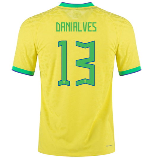 Nike Brazil Authentic Dani Alves Match Home Jersey 22/23 (Dynamic Yellow/Paramount Blue)