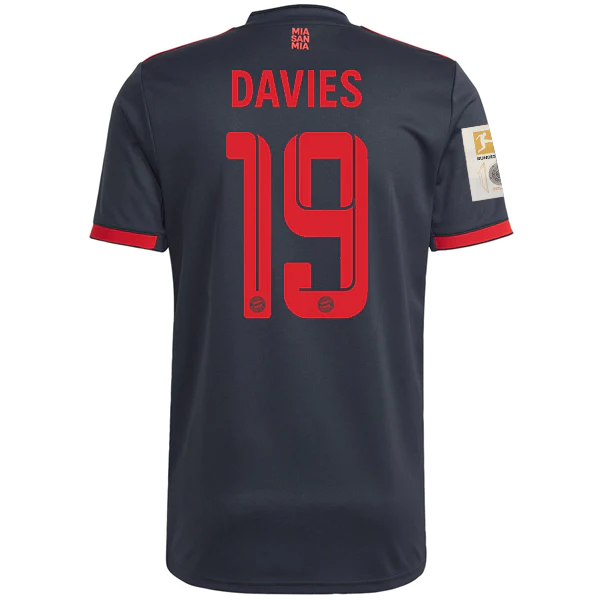 adidas Bayern Munich Alphonso Davies Third Jersey w/ Bundesliga +10 Times Winner Patches 22/23 (Night Grey)