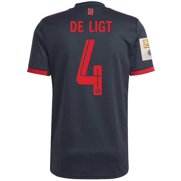 adidas Bayern Munich Matthijs De Ligt Third Jersey w/ Bundesliga +10 Times Winner Patches 22/23 (Night Grey)