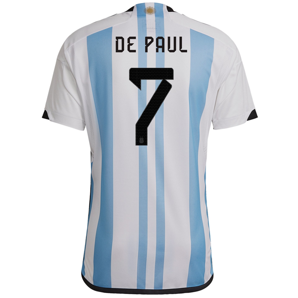 Adidas Argentina Rodrigo De Paul Home Jersey w/ Copa America Champion Patch 22/23 (White/Team Light Blue)