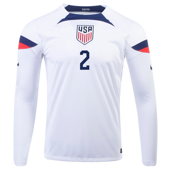 Nike United States Sergino Dest Home Long Sleeve Jersey 22/23 (White/Loyal Blue)