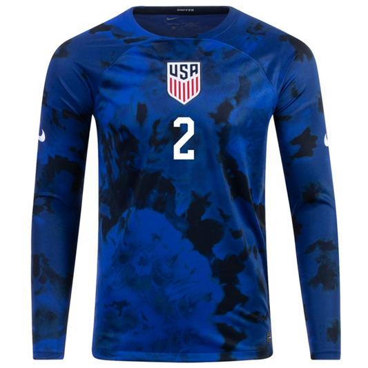 Nike United States Sergino Dest Long Sleeve Away Jersey 22/23 (Bright Blue/White)