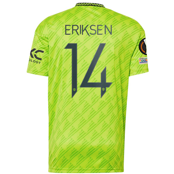 adidas Manchester United Christian Eriksen Third Jersey w/ Europa League Patches 22/23 (Solar Slime)