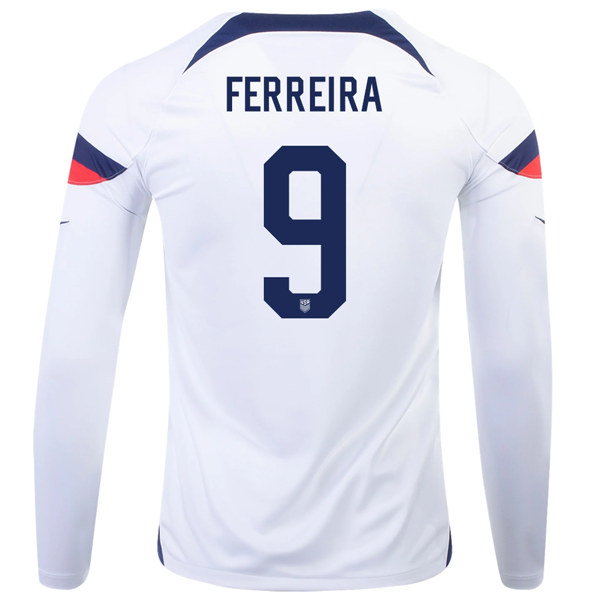 Nike United States Jesus Ferreira Home Long Sleeve Jersey 22/23 (White/Loyal Blue)