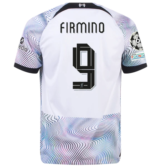 Nike Liverpool Roberto Firmino Away Jersey w/ Champions League Patches 22/23 (White/Black)