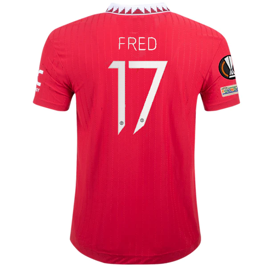 adidas Manchester United Fred Authentic Home Jersey w/ Europa League Patches 22/23 (Real Red)