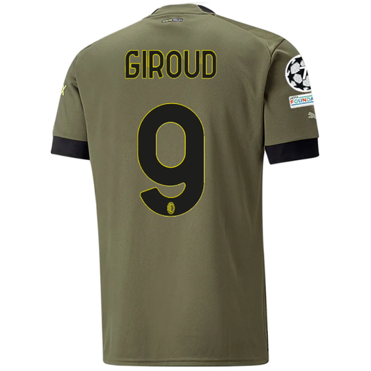 Puma AC Milan Oliver Giroud Third Jersey w/ Champions League Patches 22/23 (Dark Green Moss/Spring Moss)