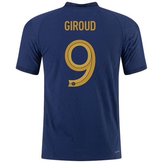 Nike France Authentic Match Oliver Giroud Home Jersey w/ World Cup Champion Patch 22/23 (Midnight Navy/Metallic Gold)