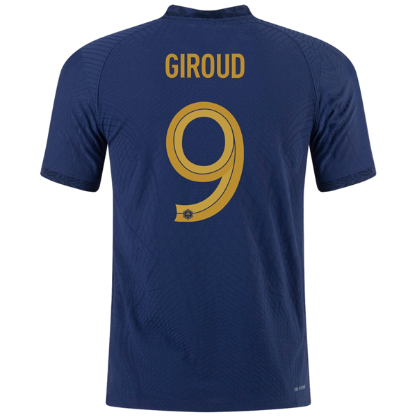 Nike France Authentic Match Oliver Giroud Home Jersey w/ World Cup Champion Patch 22/23 (Midnight Navy/Metallic Gold)