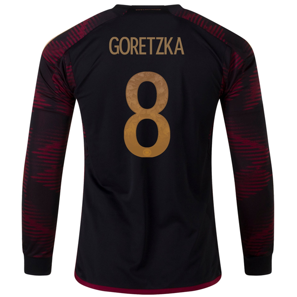 adidas Germany Leon Goretzka Away Long Sleeve Jersey 22/23 (Black/Burgundy)