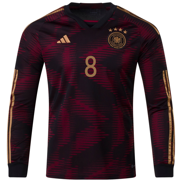 adidas Germany Leon Goretzka Away Long Sleeve Jersey 22/23 (Black/Burgundy)