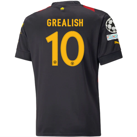 Puma Manchester City Jack Grealish Away Jersey w/ Champions League Patches 22/23 (Puma Black/Tango Red)