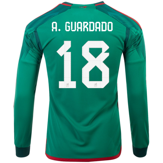 adidas Mexico Andres Guardado Home Long Sleeve Jersey 22/23 (Vivid Green)