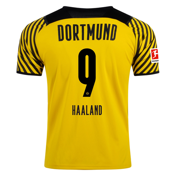 Puma Dortmund Erling Haaland Home Jersey w/ Bundesliga Patch 21/22 (Cyber Yellow/Black)