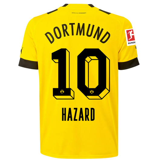 Puma BVB Dortmund Thorgan Hazard Home Jersey w/ Bundesliga Patch 22/23 (Cyber Yellow/Black)