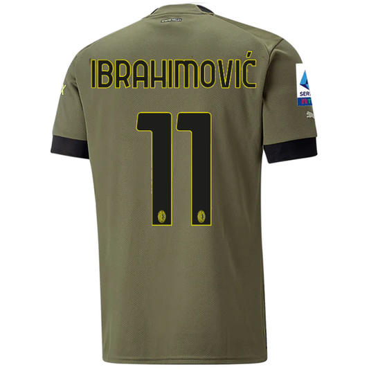 Puma AC Milan Zlatan Ibrahimovic Third Jersey w/ Scudetto + Serie A Patch 22/23 (Dark Green Moss/Spring Moss)