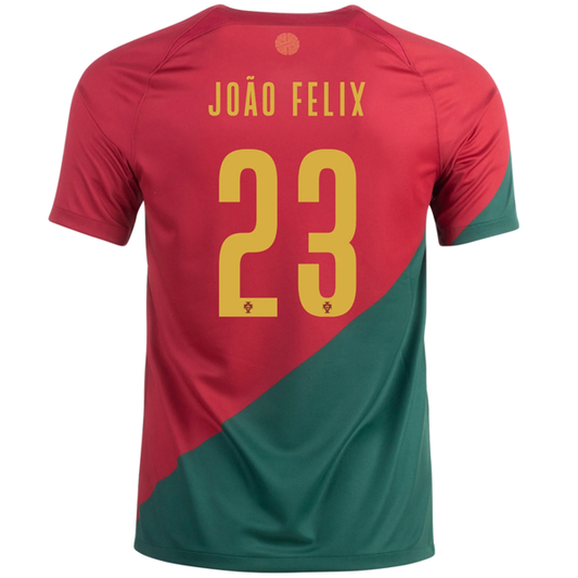 Nike Portugal Rafael Leao Home Jersey 22/23 (Pepper Red/Gold Dart)