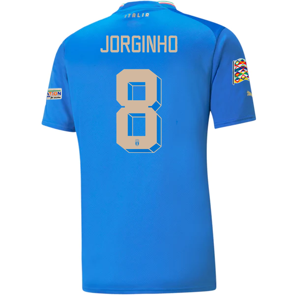 Puma Italy Jorginho Home Jersey w/ Nations League + Euro Champion Patch 22/23 (Ignite Blue/Ultra Blue)