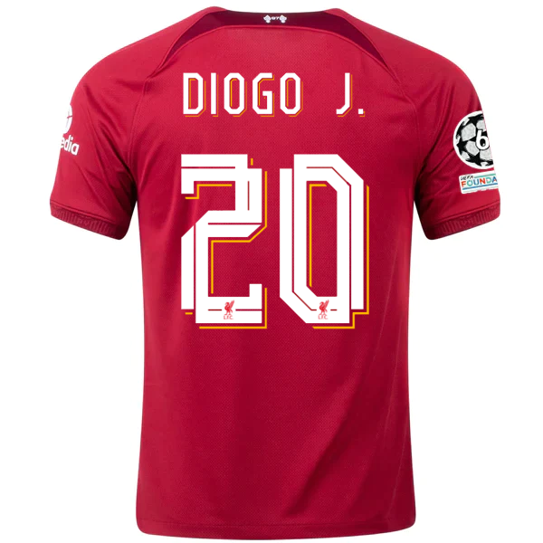Nike Liverpool Diogo Jota Home Jersey w/ Champions League Patches 22/23 (Tough Red/Team Red)