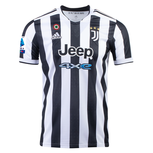 adidas Juventus Vlahovic Home Jersey w/ Serie A Patches 21/22 (White/Black)