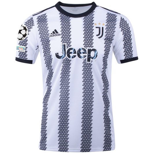 adidas Juventus Dusan Vlahovic Home Jersey w/ Champions League Patches 22/23 (White/Black)