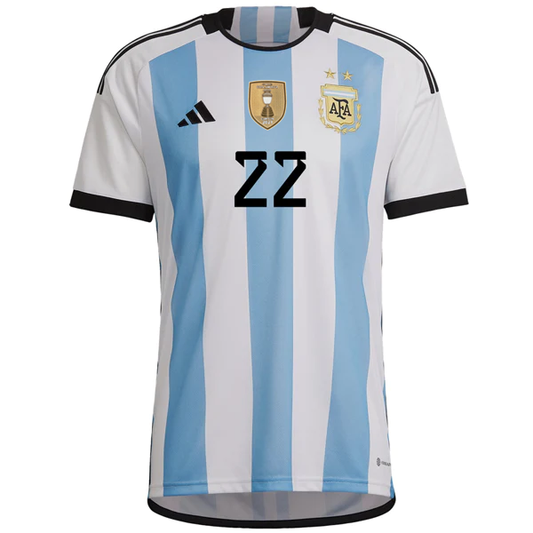 Adidas Argentina Lautaro Martinez Home Jersey w/ Copa America Champion Patch 22/23 (White/Team Light Blue)
