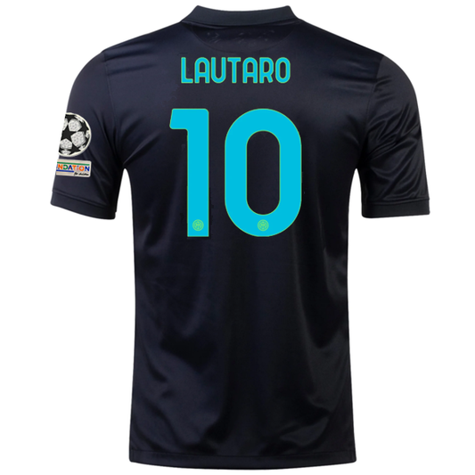 Nike Inter Milan Lautaro Martinez Third Jersey w/ Champions League Patches 21/22 (Black/Total Orange)
