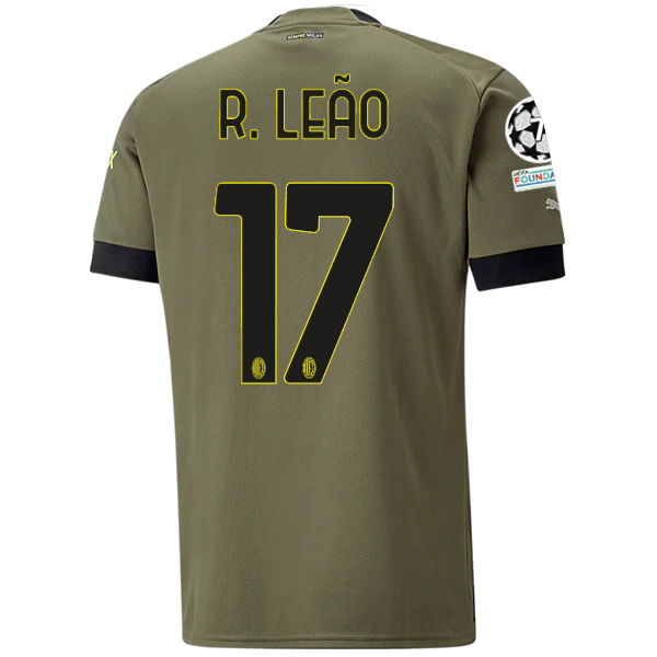 Puma AC Milan Rafael Leao Third Jersey w/ Champions League Patches 22/23 (Dark Green Moss/Spring Moss)