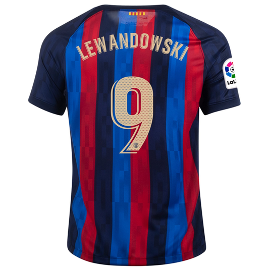 Nike Barcelona Robert Lewandowski Home Jersey w/ La Liga Patch 22/23 (Obsidian/Sesame)