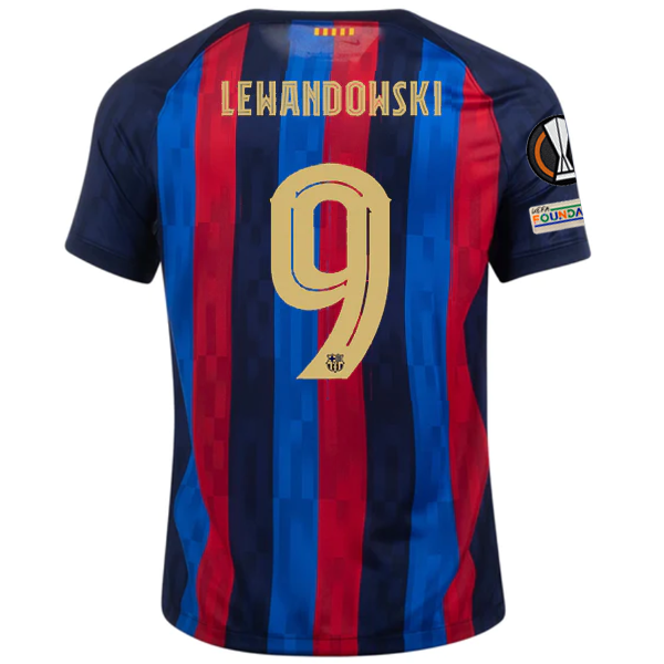 Nike Barcelona Robert Lewandowski Home Jersey w/ Europa League Patches 22/23 (Obsidian/Sesame)